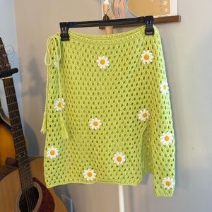 Green with flower Crocheted skirt
